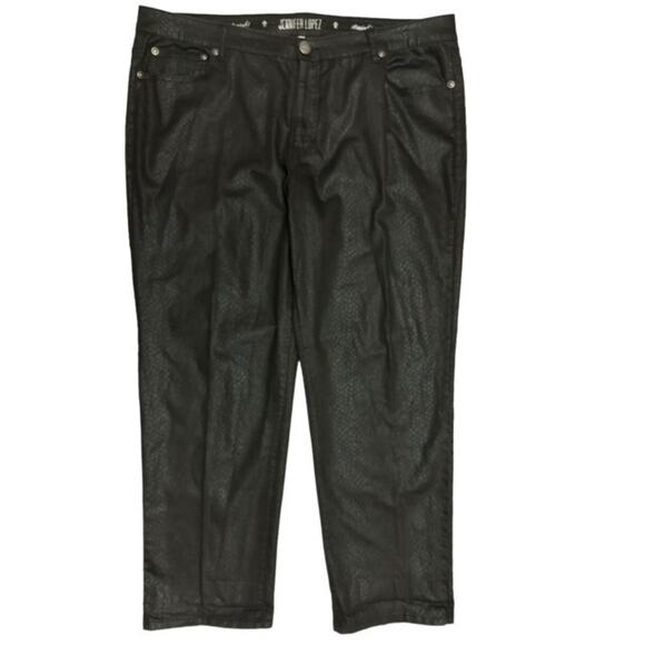 Jennifer Lopez 20W Jeans Straight Black Stylish Snake Reptile Stretch 30" Inseam - Picture 1 of 3